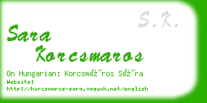 sara korcsmaros business card